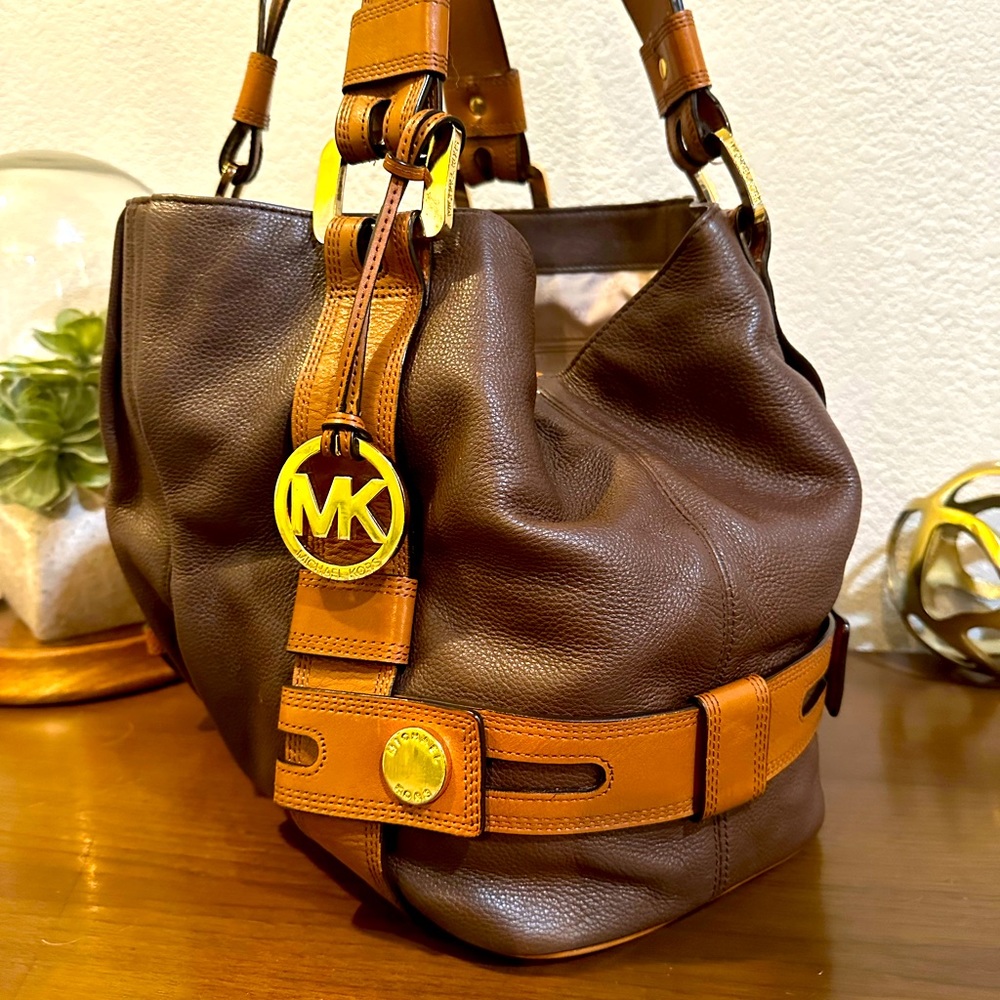 Michael Kors Large Harness Grab Bag Brown and Tan Leather Tote Bag/Work Bag - Picture 5 of 14